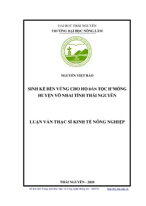 Luận văn thạc sĩ hay sinh kế bền vững cho hộ dân tộc hmông huyện võ nhai tỉnh thái nguyên