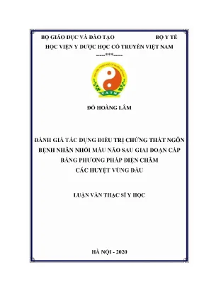 Luận văn thạc sĩ y học đánh giá tác dụng điều trị chứng thất ngôn bệnh nhân nhồi máu não sau giai đoạn cấp bằng phương pháp điện châm các huyệt vùng đầu