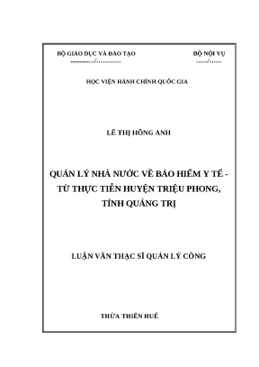 Luận văn thạc sỹ quản lý nhà nước về bảo hiểm y tế từ thực tiễn huyện triệu phong tỉnh quảng trị