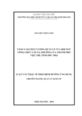 Luận văn thạc sĩ hay nâng cao chất lượng quản lý của đội ngũ công chức cấp xã phường của thành phố việt trì tỉnh phú thọ