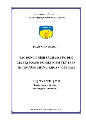 Luận văn thạc sĩ kế toán tác động chính sách cổ tức đến giá trị doanh nghiệp niêm yết trên thị trường chứng khoán việt nam