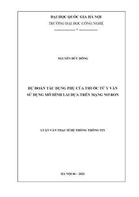 Luận văn thạc sĩ dự đoán tác dụng phụ của thuốc từ y văn sử dụng mô hình lai dựa trên mạng nơ ron