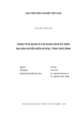 Luận văn thạc sĩ vnua phân tích quản lý chi ngân sách xã trên địa bàn huyện kiến xương tỉnh thái bình
