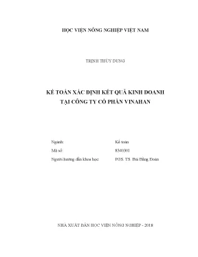 Luận văn thạc sĩ vnua kế toán xác định kết quả kinh doanh tại công ty cổ phần vinahan