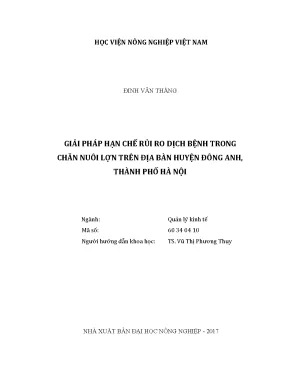 Luận văn thạc sĩ vnua giải pháp hạn chế rủi ro dịch bệnh trong chăn nuôi lợn trên địa bàn huyện đông anh thành phố hà nội