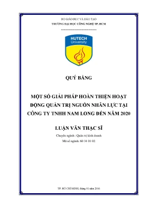 Luận văn thạc sĩ hay một số giải pháp hoàn thiện hoạt động quản trị nguồn nhân lực tại công ty tnhh nam long đến năm 2020