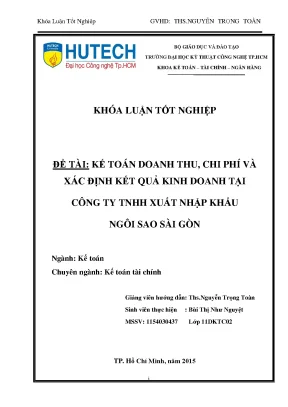 Luận văn thạc sĩ hay kế toán doanh thu chi phí và xác định kết quả kinh doanh tại công ty tnhh xuất nhập khẩu ngôi sao sài gòn