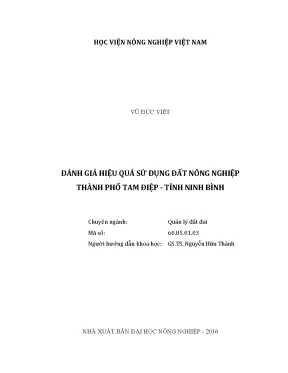 Luận văn thạc sĩ vnua đánh giá hiệu quả sử dụng đất nông nghiệp thành phố tam điệp tỉnh ninh bình