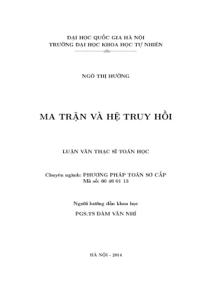 Luận văn thạc sĩ hus ma trận và hệ truy hồi