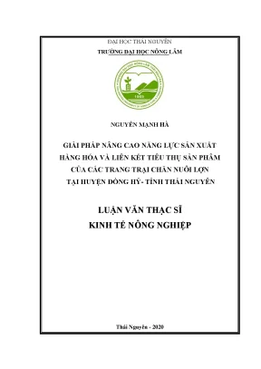 Luận văn thạc sĩ hay giải pháp nâng cao năng lực sản xuất hàng hóa và liên kết tiêu thụ sản phẩm của các trang trại chăn nuôi lợn tại huyện đồng hỷ tỉnh thái nguyên