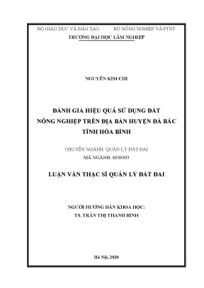 Luận văn thạc sĩ hay đánh giá hiệu quả sử dụng đất nông nghiệp trên địa bàn huyện đà bắc tỉnh hòa bình