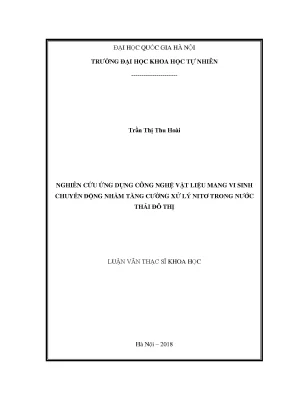 Luận văn thạc sĩ hus nghiên cứu ứng dụng công nghệ vật liệu mang vi sinh chuyển động nhằm tăng cường xử lý nitơ trong nước thải đô thị
