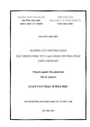 Luận văn thạc sĩ hus nghiên cứu phương pháp xác định lượng vết cuii bằng phương pháp chiết điểm mù