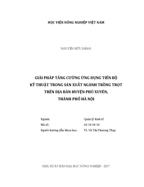 Luận văn thạc sĩ vnua giải pháp tăng cường ứng dụng tiến bộ kỹ thuật trong sản xuất ngành trồng trọt trên địa bàn huyện phú xuyên thành phố hà nội