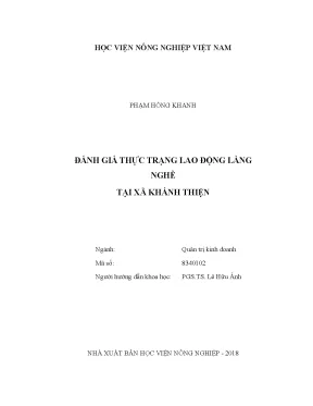 Luận văn thạc sĩ vnua đánh giá thực trạng lao động làng nghề tại xã khánh thiện