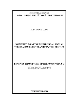 Luận văn thạc sĩ hay hoàn thiện công tác quản lý ngân sách xã trên địa bàn huyện thanh sơn tỉnh phú thọ