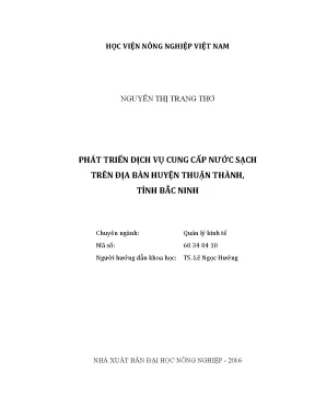 Luận văn thạc sĩ vnua phát triển dịch vụ cung cấp nước sạch trên địa bàn huyện thuận thành tỉnh bắc ninh