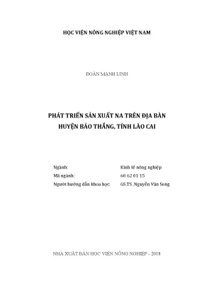 Luận văn thạc sĩ vnua phát triển sản xuất na trên địa bàn huyện bảo thắng tỉnh lào cai