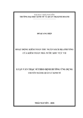Luận văn thạc sĩ hay hoạt động kiểm toán thu ngân sách địa phương của kiểm toán nhà nước khu vực vii