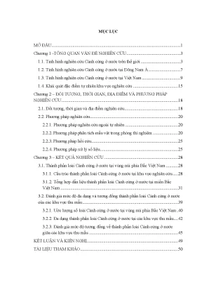 Luận văn thạc sĩ hus nghiên cứu đa dạng côn trùng cánh cứng ở nước insecta coleoptera tại một số thuỷ vực miền núi phía bắc việt nam