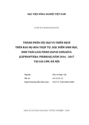 Luận văn thạc sĩ vnua thành phần sâu hại và thiên địch trên rau họ hoa thập tự đặc điểm sinh học sinh thái loài pieris rapae linnaers lepidoptera