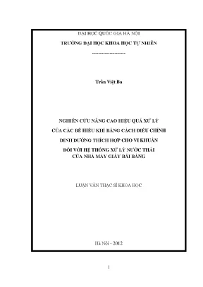 Luận văn thạc sĩ hus nghiên cứu nâng cao hiệu quả xử lý của các bể hiếu khí bằng cách điều chỉnh dinh dưỡng thích hợp cho vi khuẩn đối với hệ thống xử lý nước thải của nhà máy giấy bãi bằng