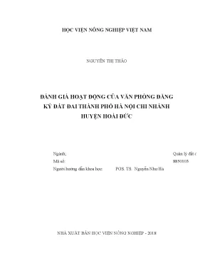 Luận văn thạc sĩ vnua đánh giá hoạt động của văn phòng đăng ký đất đai thành phố hà nội chi nhánh huyện hoài đức
