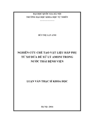 Luận văn thạc sĩ hus nghiên cứu chế tạo vật liệu hấp thụ từ xơ dừa để xử lý amoni trong nước thải bệnh viện