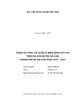Luận văn thạc sĩ vnua đánh giá công tác quản lý biến động đất đai trên địa bàn huyện gia lâm thành phố hà nội giai đoạn 2011 2015
