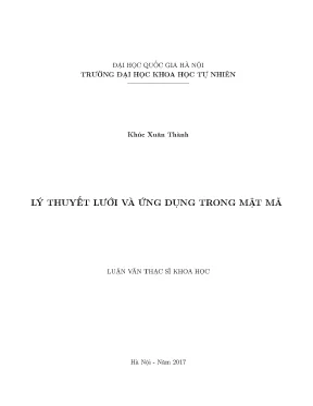 Luận văn thạc sĩ hus lý thuyết lưới và ứng dụng trong mật mã luận văn ths toán học 604601