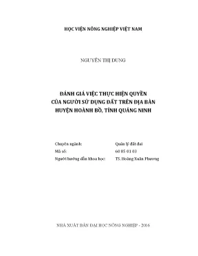 Luận văn thạc sĩ vnua đánh giá việc thực hiện quyền của người sử dụng đất trên địa bàn huyện hoành bồ tỉnh quảng ninh