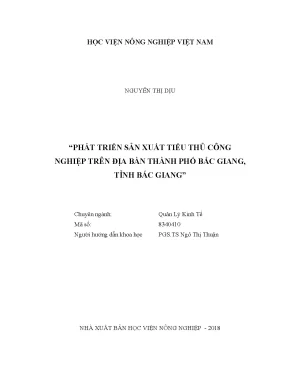 Luận văn thạc sĩ vnua phát triển sản xuất tiểu thủ công nghiệp trên địa bàn thành phố bắc giang tỉnh bắc giang