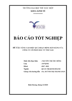 Khóa luận tốt nghiệp nâng cao hiệu quả hoạt động bán hàng của công ty cổ phần đầu tư phi nam