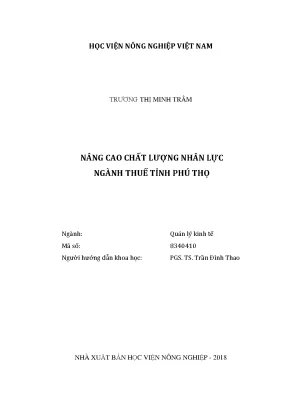Luận văn thạc sĩ vnua nâng cao chất lượng nhân lực ngành thuế tỉnh phú thọ