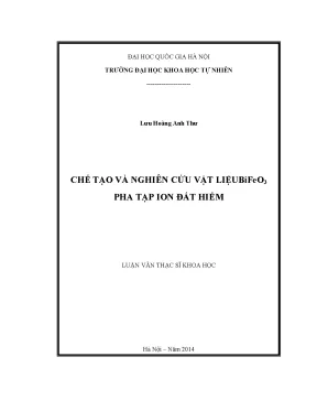 Luận văn thạc sĩ hus chế tạo và nghiên cứu vật liệu bifeo3 pha tạp ion đất hiếm