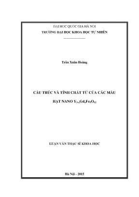 Luận văn thạc sĩ hus cấu trúc tinh thể và tính chất từ của các mẫu hạt nano y3 xgdxfe5o12