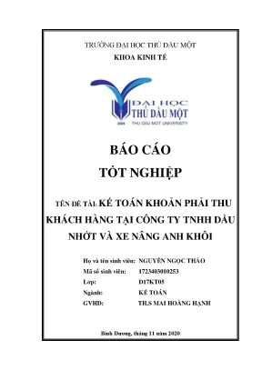 Khóa luận tốt nghiệp kế toán khoản phải thu khách hàng tại công ty tnhh dầu nhớt và xe nâng anh khôi