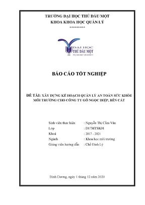 Khóa luận tốt nghiệp đánh giá rủi ro sức khỏe người lao động ngành gỗ nghiên cứu tại công ty gỗ ngọc diệp tỉnh bình dương