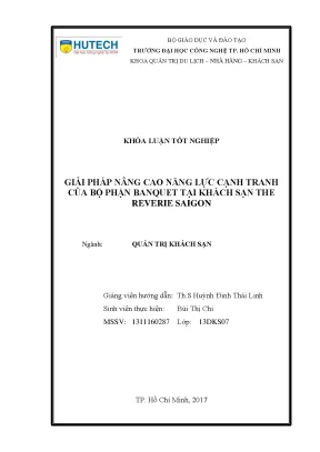 Luận văn thạc sĩ hay giải pháp nâng cao năng lực cạnh tranh của bộ phận banquet tại khách sạn the reverie saigon