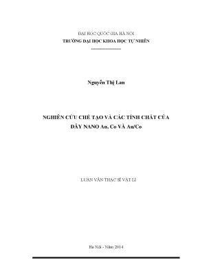 Luận văn thạc sĩ hus nghiên cứu chế tạo và tính chất của dây nano co au và co au
