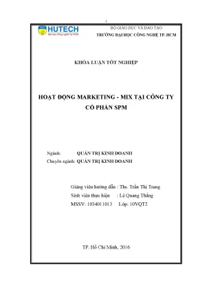 Luận văn thạc sĩ hay hoạt động marketing mix tại công ty cổ phần spm
