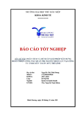 Khóa luận tốt nghiệp xây dựng hoàn thiện công tác quản trị nguồn nhân lực tại công ty tnhh mtv tm dv đức trí linh