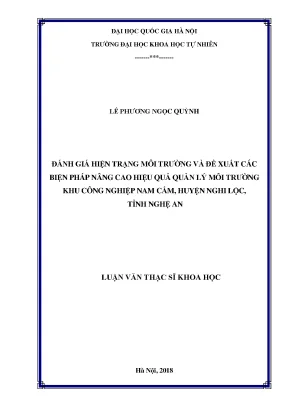 Luận văn thạc sĩ hus đánh giá hiện trạng môi trường và đề xuất các biện pháp nâng cao hiệu qủa quản lý môi trường khu công nghiệp nam cấm huyện nghi lộc tỉnh nghệ an