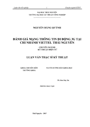 Luận văn thạc sĩ hay đánh giá mạng thông tin di động 3g tại chi nhánh viettel thái nguyên