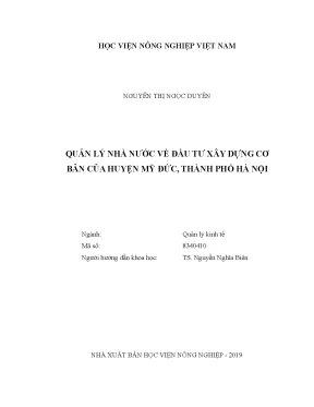 Luận văn thạc sĩ vnua quản lý nhà nước về đầu tư xây dựng cơ bản của huyện mỹ đức thành phố hà nội