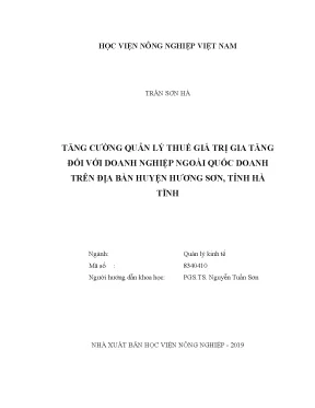 Luận văn thạc sĩ vnua tăng cường quản lý thuế giá trị gia tăng đối với doanh nghiệp ngoài quốc doanh trên địa bàn huyện hương sơn tỉnh hà tĩnh