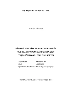 Luận văn thạc sĩ vnua đánh giá tình hình thực hiện phương án quy hoạch sử dụng đất đến năm 2020 thị xã sông công tỉnh thái nguyên