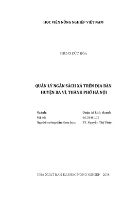Luận văn thạc sĩ vnua quản lý ngân sách xã trên địa bàn huyện ba vì thành phố hà nội