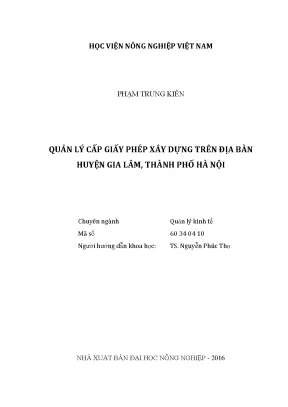Luận văn thạc sĩ vnua quản lý cấp giấy phép xây dựng trên địa bàn huyện gia lâm thành phố hà nội