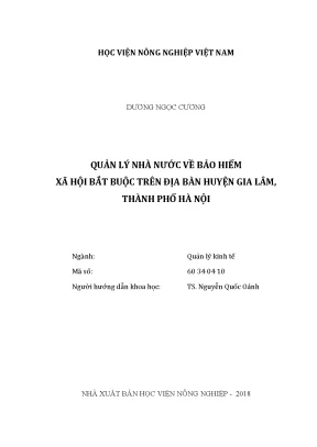 Luận văn thạc sĩ vnua quản lý nhà nước về bảo hiểm xã hội bắt buộc trên địa bàn huyện gia lâm thành phố hà nội
